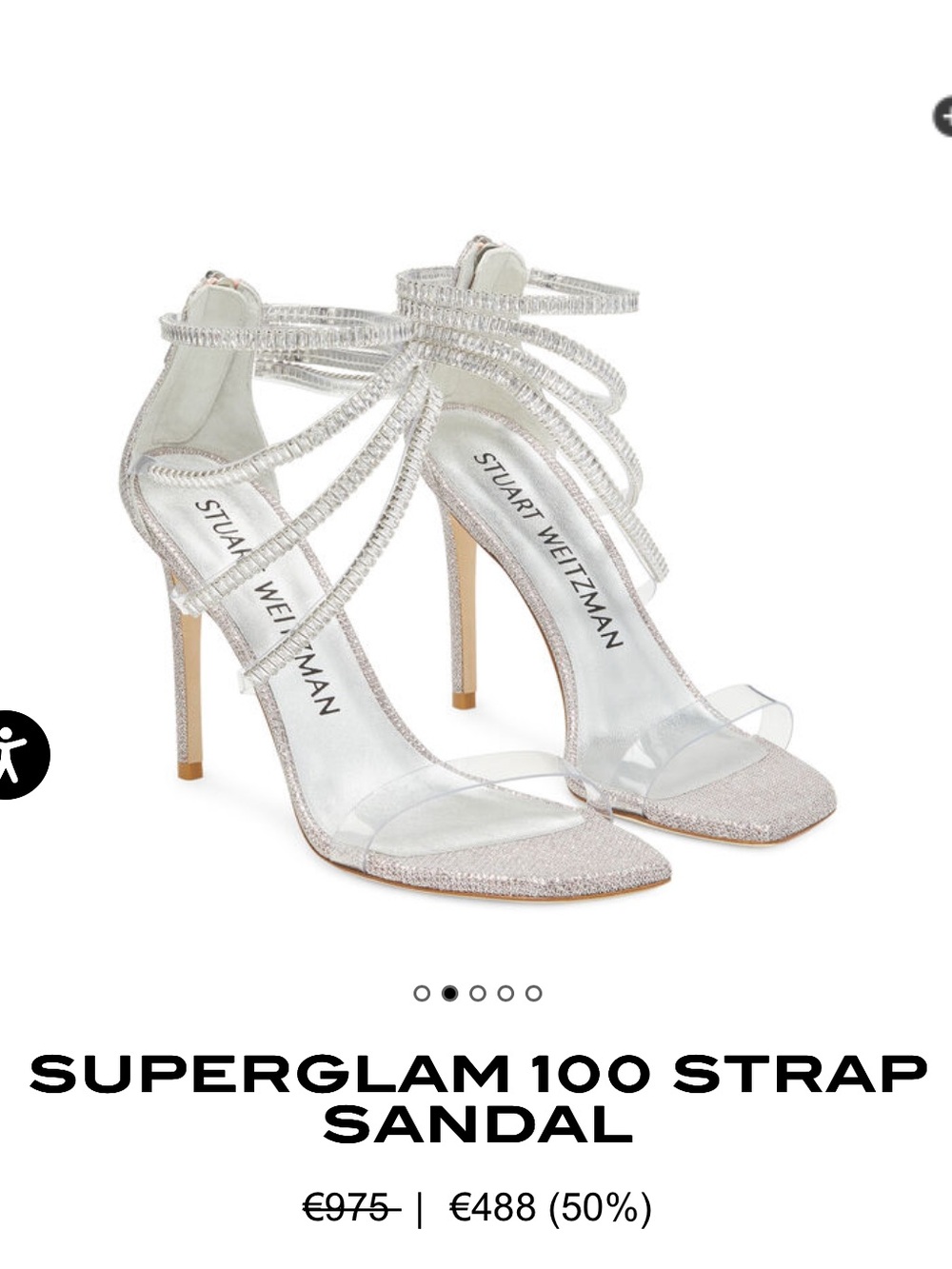 NIB Stuart Weitzman SUPERGLAM 100 Crystal Strappy Stiletto Sandal Size 8 - Picture 12 of 13